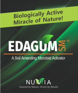 Application of EDAGUM®SM liquid humic fertilizer to agricultural soil for regeneration and improved fertility.