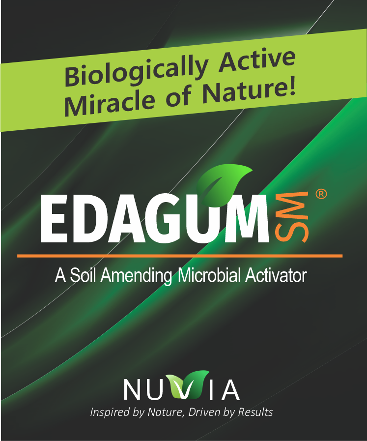 Application of EDAGUM®SM liquid humic fertilizer to agricultural soil for regeneration and improved fertility.