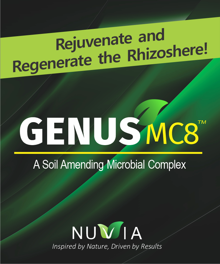 GENUS MC8 advanced water-soluble bio-fertilizer, a powerful consortium of beneficial microbes for soil health.