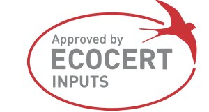 ECOCERT organic input certification mark, confirming NuVia products are approved for use in organic farming systems.