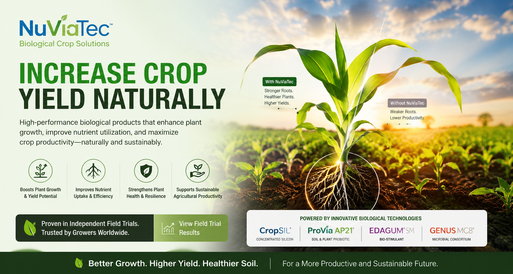 Increase crop yield natrually with Nuviatec biotechnologies
